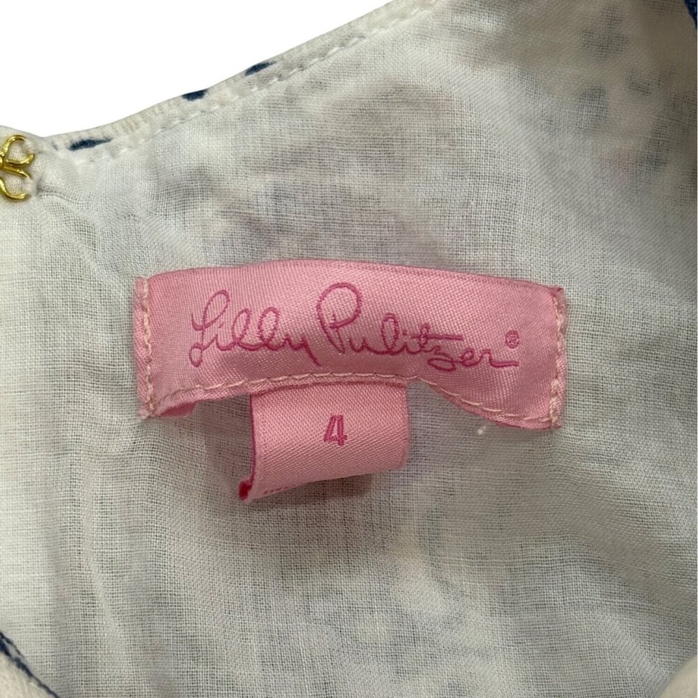 Lilly Pulitzer Delia Indigo Star Crush Shift Dress Size 4 Blue Pink White Cotton - Picture 5 of 9